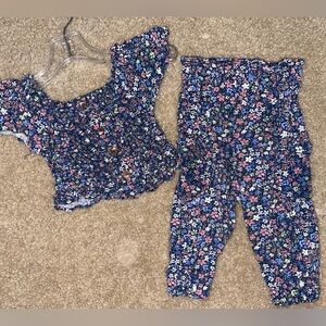 Baby Girl 2pc Set - Floral Top & Joggers - 12M